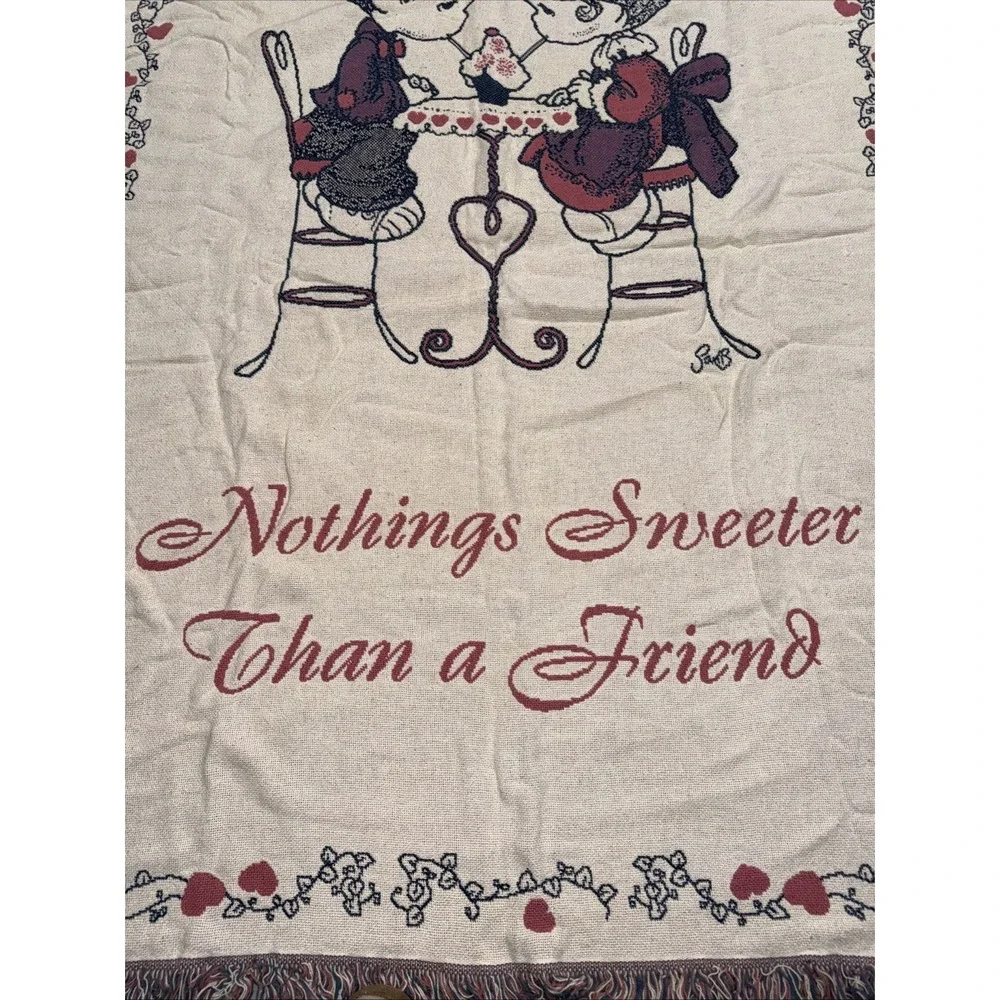 Vintage 1993 Precious Moments Cotton Throw Tapestry Blanket Nothing Sweeter